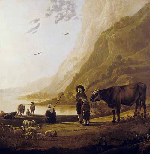 Cảnh người chăn gia súc và con bò đực