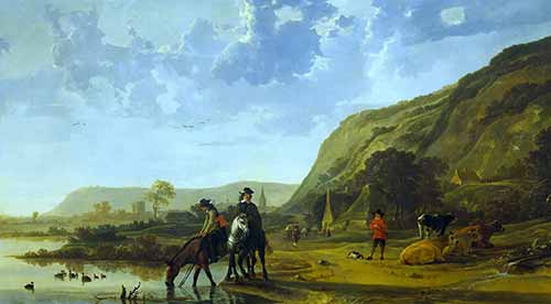 Cảnh sông nước với những người cưỡi ngựa (Rivierlandschap met ruiters)