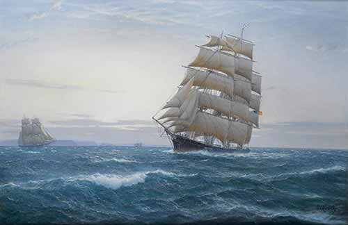 Derek George Montague Gardner - Sunrise: The Glory of the Seas in St George's Channel, bound for Liverpool, February 1877