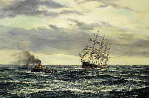   Henry Scott - Three masted frigate in choppy waters