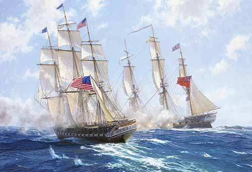 John Steven Dews - The celebrated engagement during which H.M.S. Shannon captured the American frigate Chesapeake, 1st June 1813
