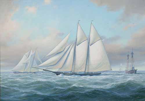 Leonard John Pearce - Fleet Wing with New York Yacht Club Off Sandy Hook, c. 1880