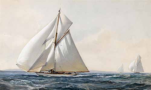 Montague Dawson - Yachts racing on an open sea