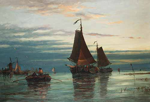 Richard Henry Nibbs - Calm in a Dutch estuary