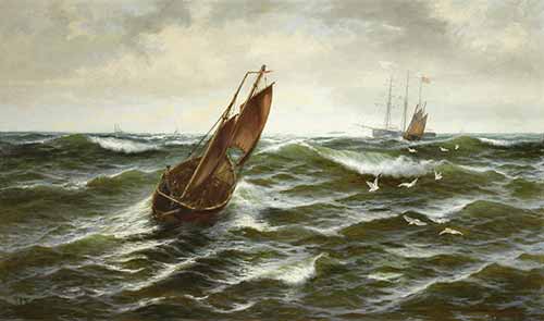 Thomas Rose Miles- Fishing boats in choppy waters