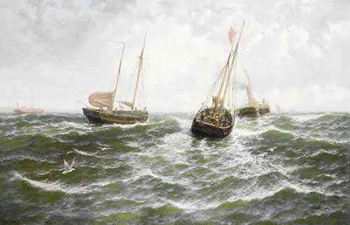 Thomas Rose Miles - Herring boats towing out