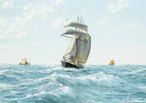 John Russell Chancellor - The three-masted topsail schooner Elizabeth Bennett off the Normandy coast