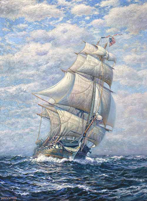 James Gale Tyler - The U.S.F. Constitution at sea