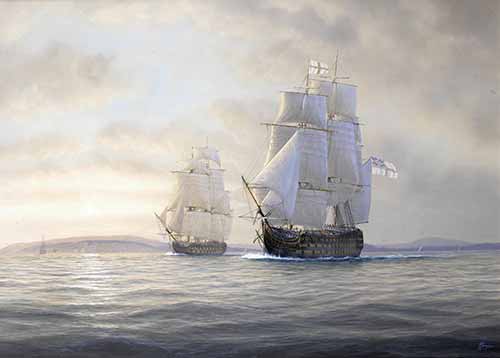 Tim Thompson - H.M.S. Victory and Agamemnon cruising in company off the coast