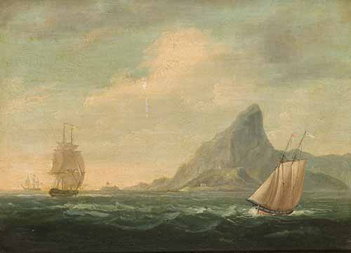 Nicholas Pocock - The entrance to the bay of Rio de Janeiro with Laje island and the Sugar Loaf