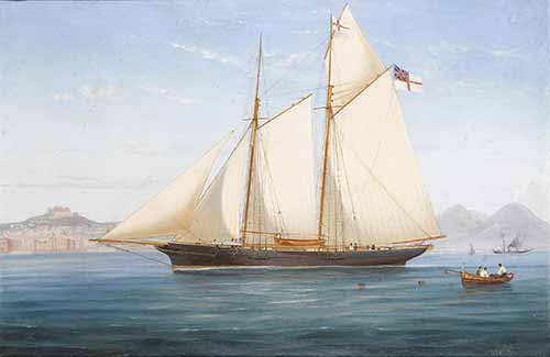 Tommaso de Simone - Lord Suffield's yacht Flower of Yarrow in the Bay of Naples, 1870
