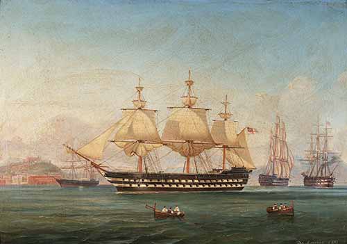 Tommaso de Simone - A British Mediterranean Squadron of the White arriving in the Bay of Naples