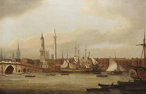William P. Sherlock - Shipping lying in the Thames below Old London Bridge