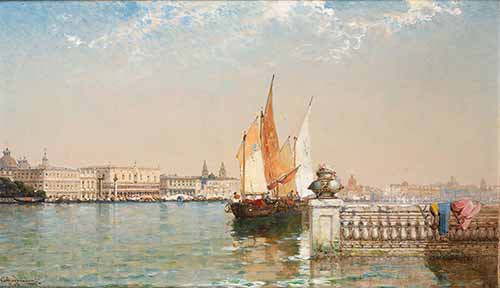 Arthur Joseph Meadows - Venice from beyond S. Giorgio; Venice with the Doge's Palace
