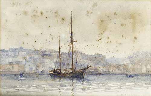 Henry Scott Tuke - A trading schooner lying off a port