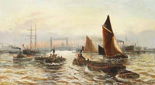 John Hayes a.k.a. Edward Henry Eugene Fletcher - On the Thames at Wapping The Pool
