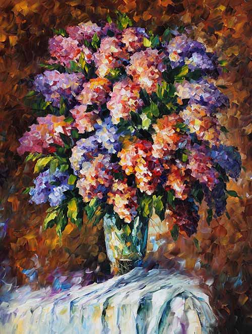 Blue And Red Flowers - Leonid Afremov