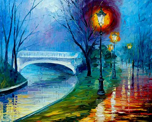 Misty bridge - Leonid Afremov