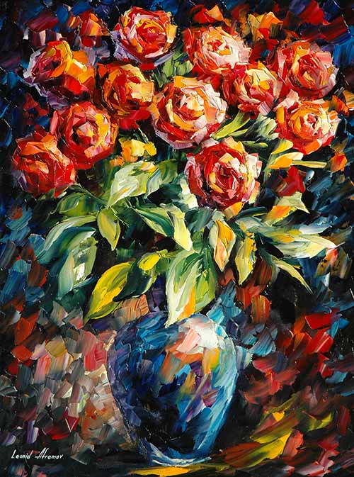 Roses in a Vase - Leonid Afremov