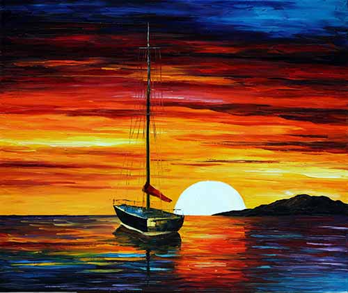Sunset By The Hill - Leonid Afremov