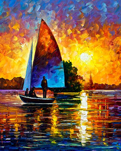 Sunset By The Lake 3 - Leonid Afremov