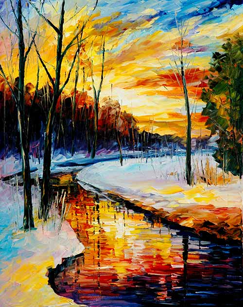 Winter Sunset - Leonid Afremov