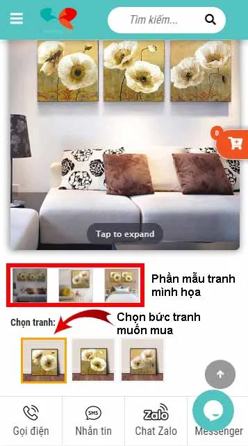 Chọn bức tranh muốn mua