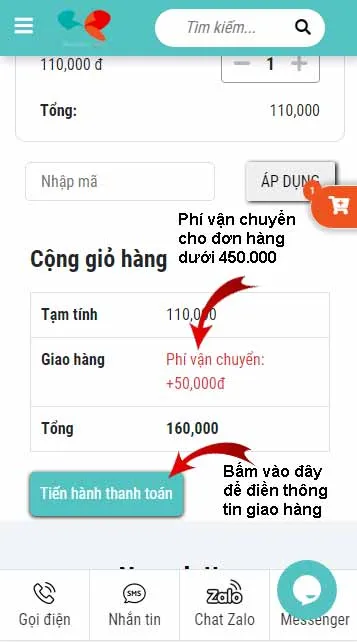 Tiến hành thanh toán
