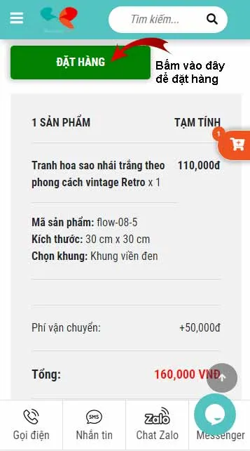 Đặt hàng thành công