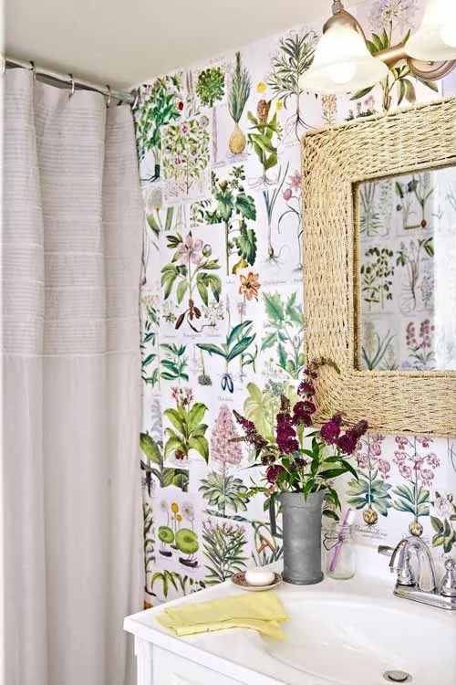  giấy dán tường có hoa lá tươi vui.