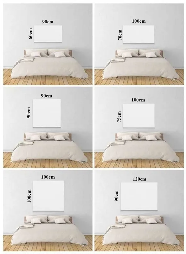 Công thức treo tranh phía trên giường ngủ 1,5m