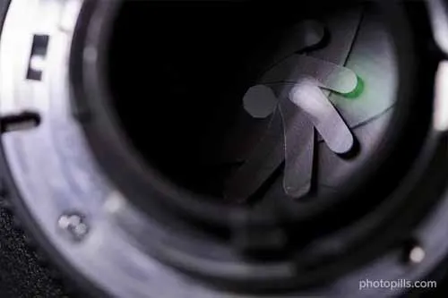 hình chụp cận cảnh của một khẩu độ đóng