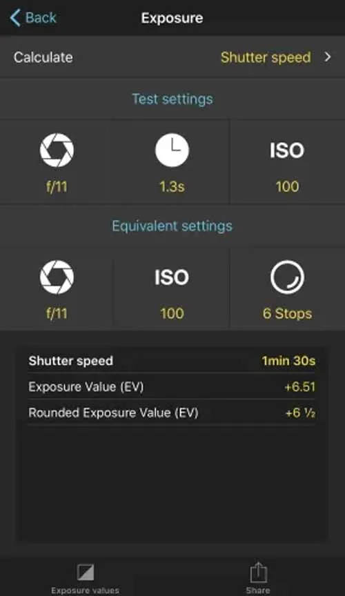 PhotoPills Exposure Calculator