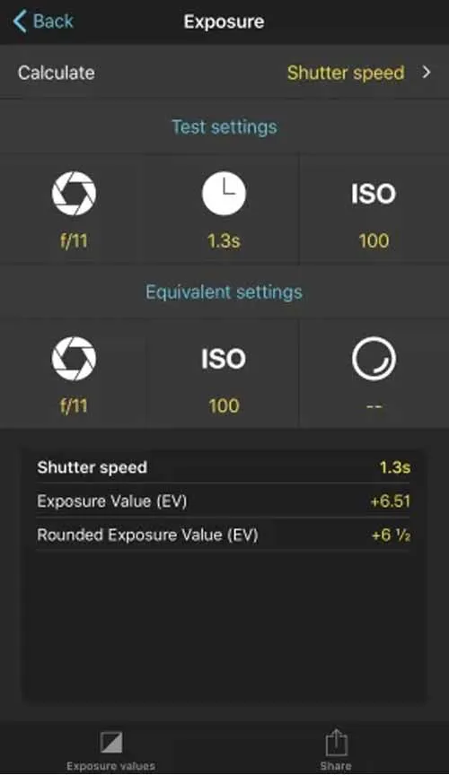 PhotoPills Exposure Calculator
