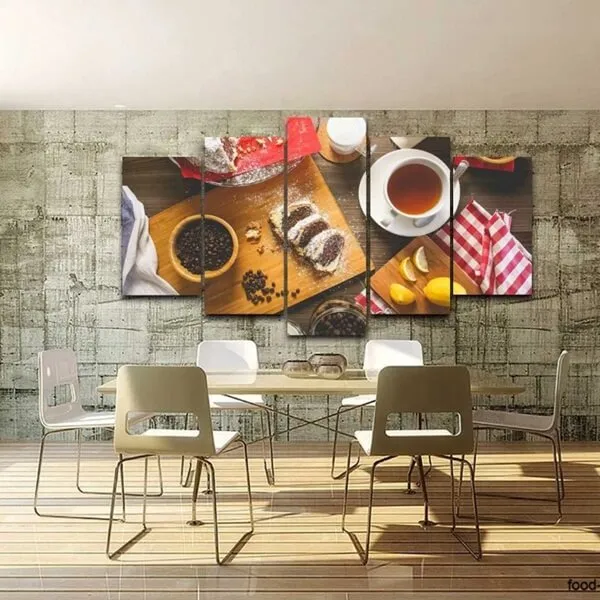 Tranh treo tường ghép 5 tấm chủ đề ẩm thực