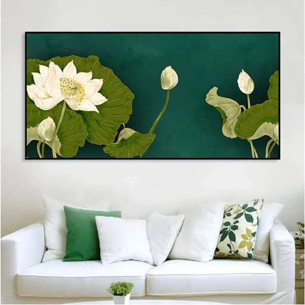 Tranh hoa sen tô thêm nét đẹp cho không gian gia đình