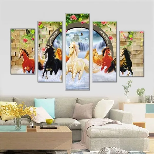 Mẫu 4: Tranh ghép 5 tấm mã đáo thành công treo tường đẹp