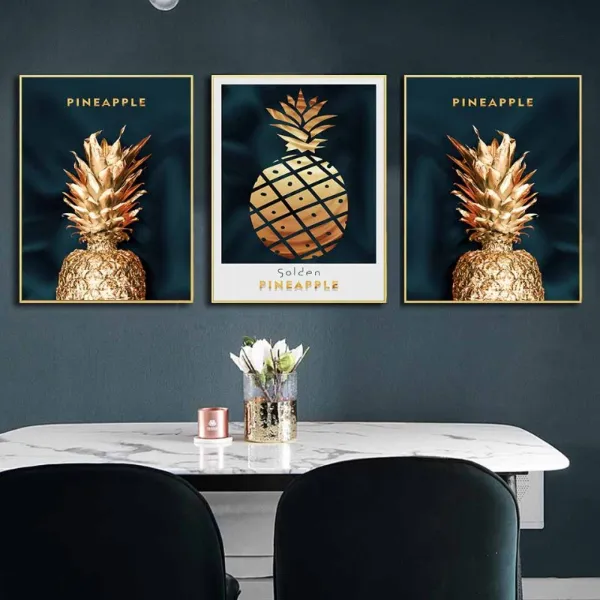 Tranh canvas Scandinavian quả thơm, dứa vàng golden