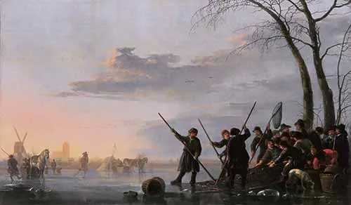 Câu cá dưới băng trên dòng sông Maas