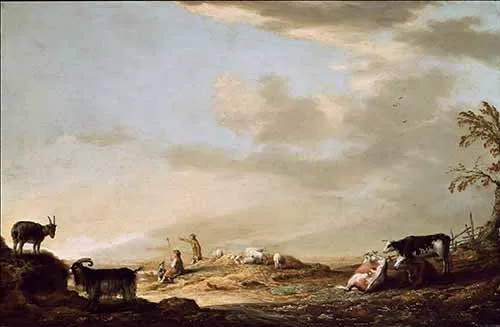Phong cảnh với Đàn gia súc và con người