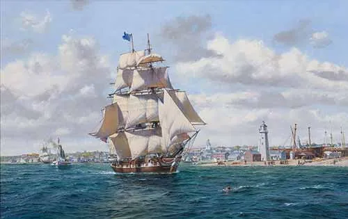 Roy Cross - Whaler 'Lexington' Leaving Nantucket, 1999