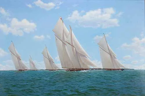Stephen J. Renard - 'West Wind', 'Britannia', 'White Heather', 'Shamrock' and 'Lulworth' in the Solent, 1927