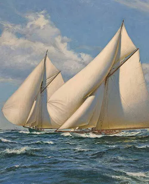 Anthony D (AD) Blake - America Cup, 1899, Race 3. Columbia leads Shamrock I