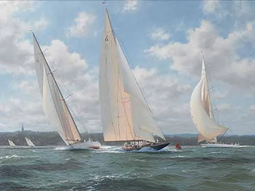 John Steven Dews - Endeavour leading Astra and Candida off Ryde, Isle of Wight, 1934
