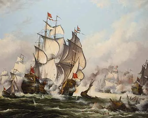 John Bentham Dinsdale - A naval battle scene