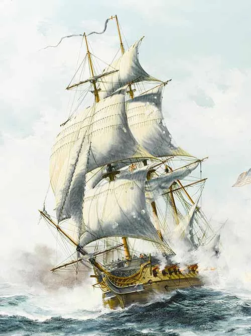 John Bentham Dinsdale - The action between the U.S.F. Constitution and the H.M.S. Guerriere, August 1812