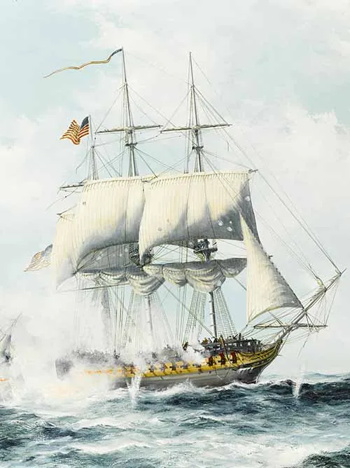 John Bentham Dinsdale - The action between the U.S.F. Constitution and the H.M.S. Guerriere, August 1812
