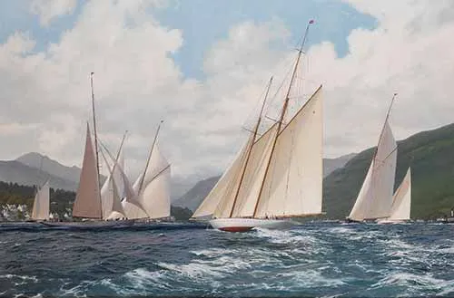 John Steven Dews - Title: Before the start, Clyde fortnight, 7th July 1928, the King's Cup start off Hunter's Quay, 1928
