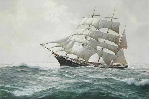  Derek G.M. Gardner - The Tasmanian barque Berean showing her lines in a light breeze, 1968