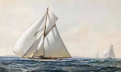 Montague Dawson - Yachts racing on an open sea